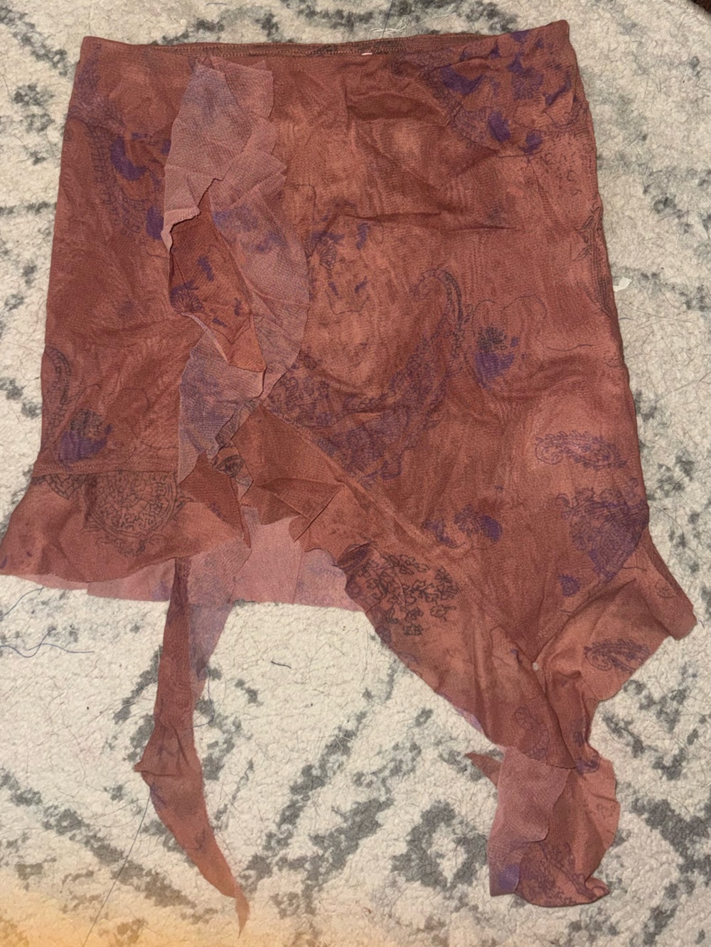 Urban Outfitters Rust Floral One-Shoulder Ruffle Crop Top